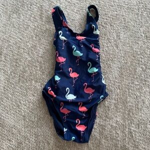 Baby Gap Girls Flamingo One-Piece Swimsuit Navy Pink Size 3 Years
